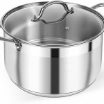 Kirecoo Stainless Steel Stock Pot – 8 Quart Heavy Duty Induction Cooking Pot with Visible Lid for Pasta, Soup, Spaghetti, Nonstick Thick Bottom Big Soup Canning Pot, Deep Cookware Boiling Simmer Pot